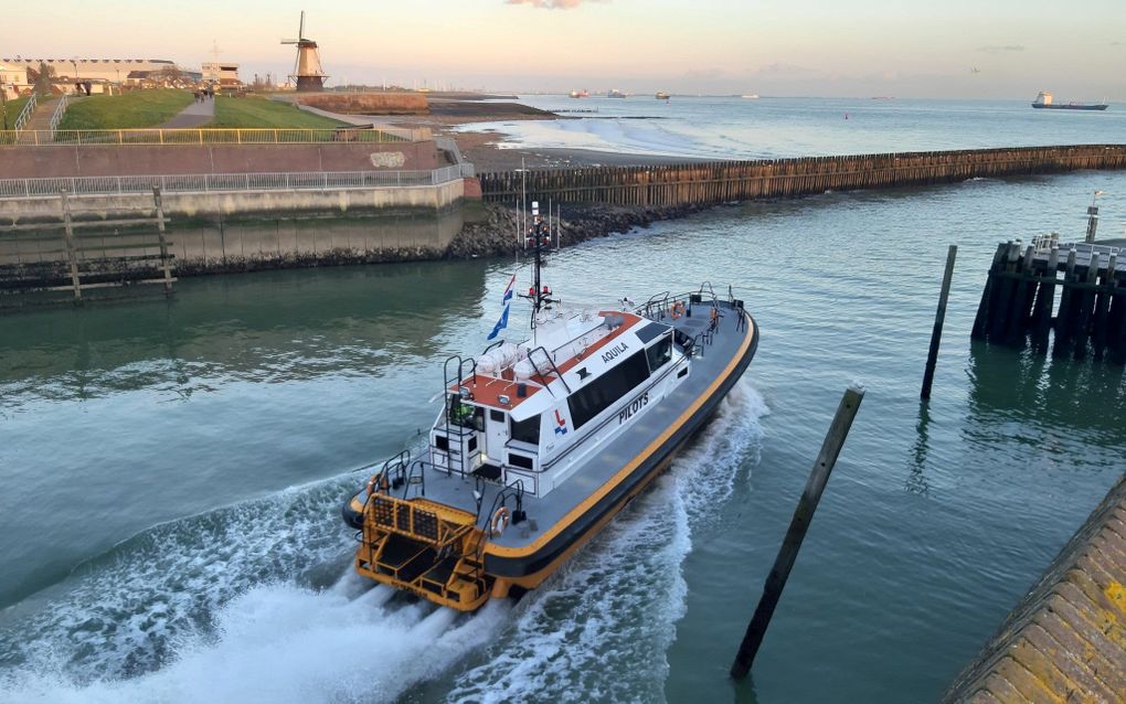 _Een loodsboot verlaat de loodsbotenhaven bij het Keizersbolwerk in Vlissingen. beeld Riekelt Pasterkamp_