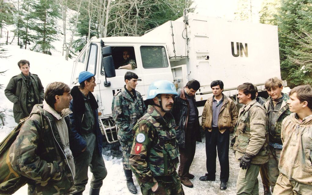 Dutchbat-konvooi in Srebrenica. Foto ANP