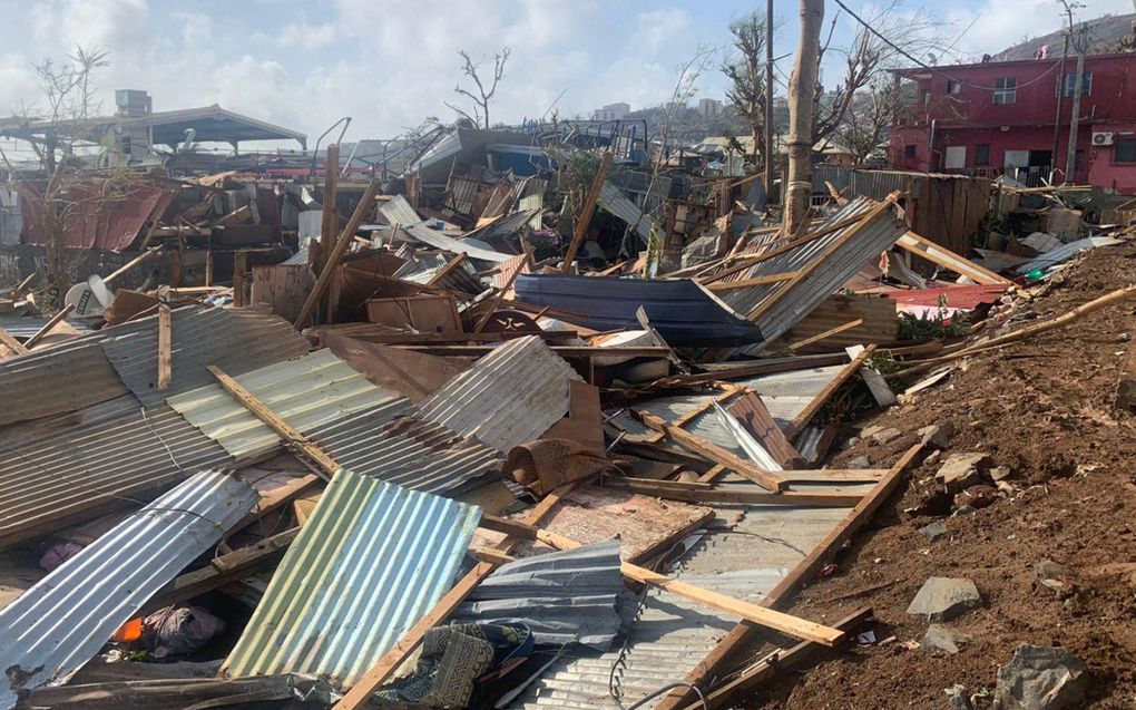 De cycloon Chido richtte dit weekeinde een enorme ravage aan op het Franse eiland Mayotte in de Indische Oceaan. beeld AFP/KWEZI