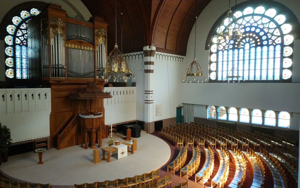 Steinmeyerorgel in de Adventskerk in Alphen aan den Rijn. Beeld Stichting Vrienden van de Adventskerk.