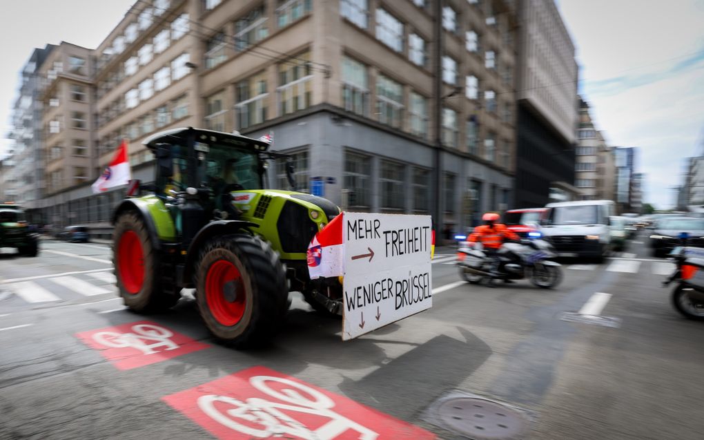 Boerenprotest tegen de Green Deal in Brussel, begin juni. beeld EPA, OLIVIER HOSLET