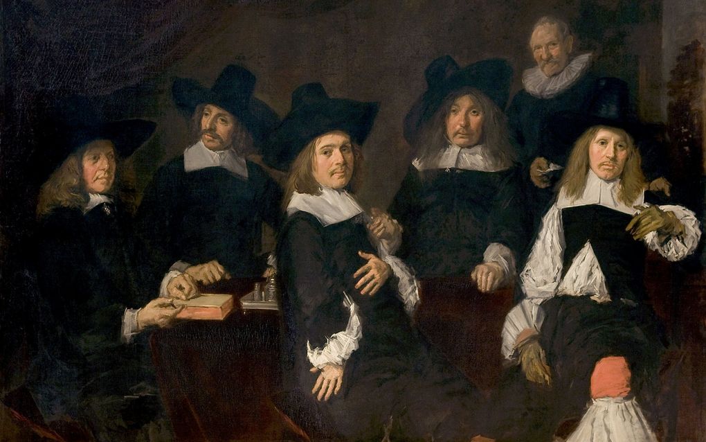 De regenten van het oudemannenhuis in Haarlem, schilderij van Frans Hals (1664). beeld Wikimedia
