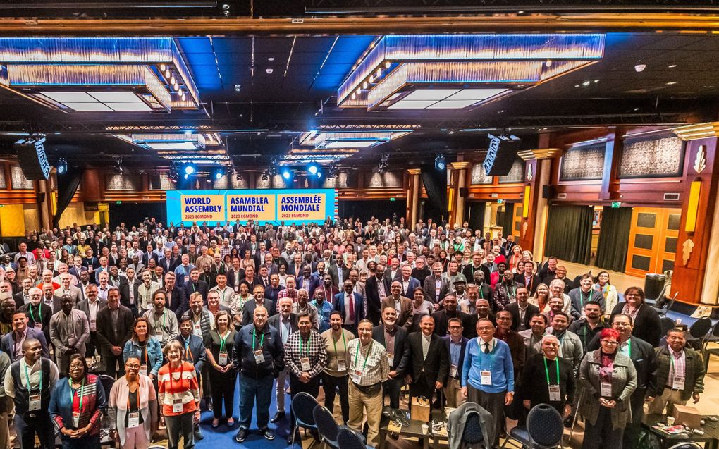 Deelnemers aan de World Assembly van de United Bible Societies (UBS), afgelopen week in Noordwijk aan Zee. beeld NBG, Willem Jan de Bruin