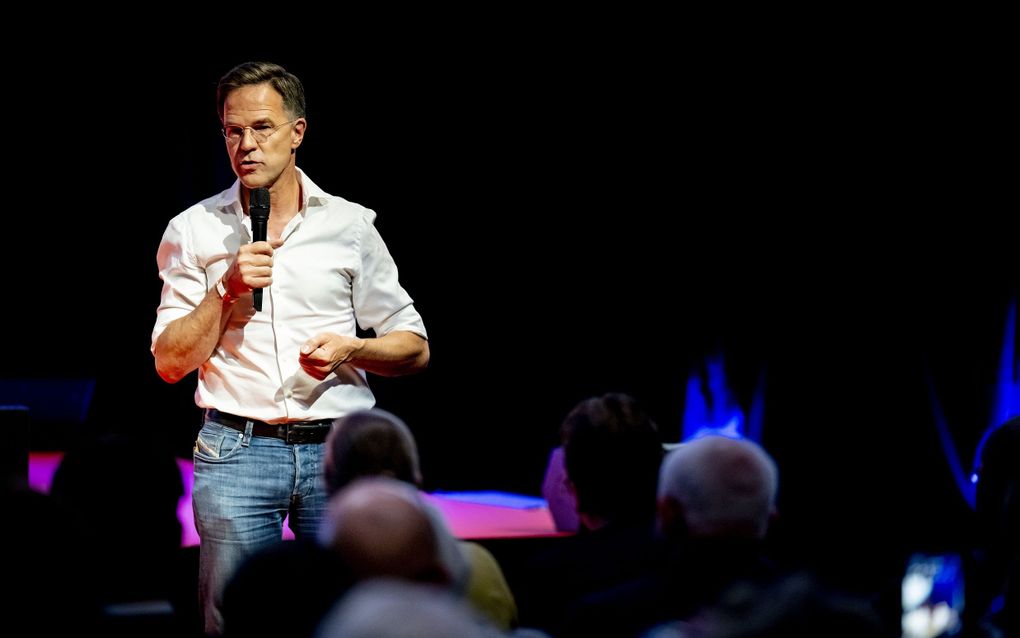 VVD-leider en premier Mark Rutte op het partijcongres. beeld ANP, ROBIN UTRECHT