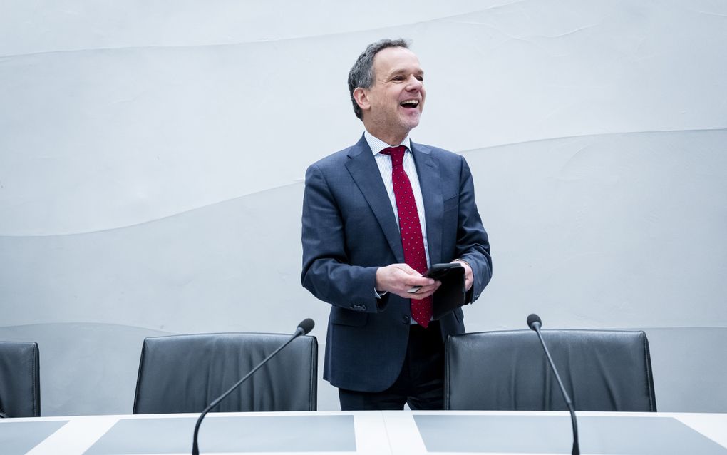 Minister Caspar Veldkamp (Buitenlandse Zaken) tijdens een debat in de Tweede Kamer over het Midden-Oosten. beeld ANP, Remko de Waal