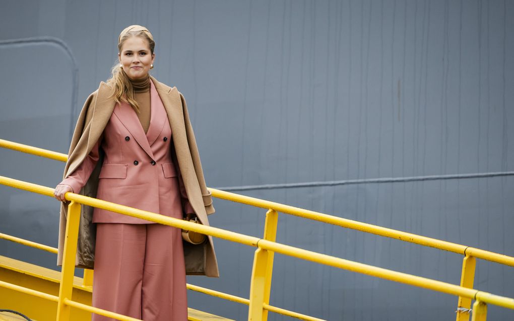 Prinses Amalia in Vlissingen, na het dopen van marineschip ”Den Helder”. beeld ANP, Sem van der Wal