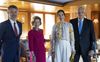 Vorig jaar brachten de Noorse koning Harald en koningin Sonja een officieel bezoek aan Denemarken en ontmoetten ze ook het toenmalige Deense kroonprinselijk paar. beeld EPA, Bo Amstrup