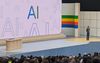 De CEO van Google, Sundar Pichai, spreekt dinsdag in Mountain View, Californië, tijdens de jaarlijkse conferentie voor ontwikkelaars. Google kondigde daar de introductie van door AI gegenereerde zoekresultaten aan. beeld AFP, Glenn Chapman