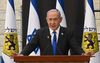 De Israëlische premier Benjamin Netanyahu houdt een toespraak tijdens de herdenking van gevallen Israëlische militairen. beeld AFP, Debbie HillI