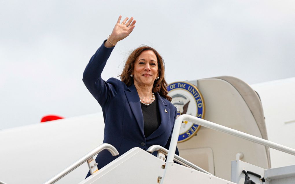 Kamala Harris begint haar campagne. beeld AFP, Kamil Krzaczynski 