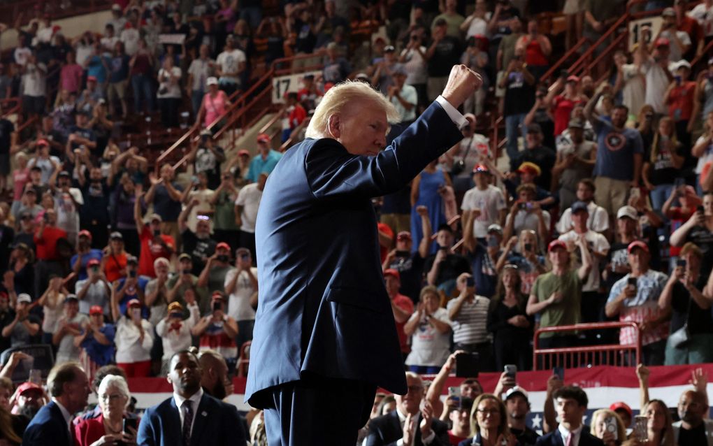 De Amerikaanse oud-president Donald Trump in Harrisburg, Pennsylvania. beeld AFP, Spencer Platt