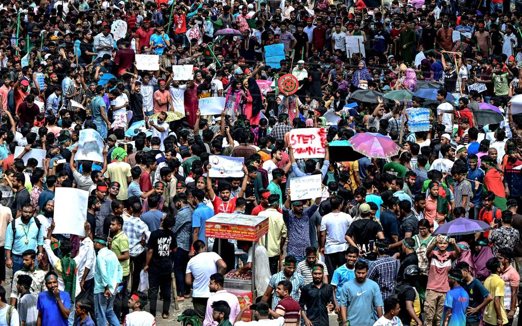 Protest in Dhaka, Bangladesh. beeld AFP, Munir UZ ZAMAN