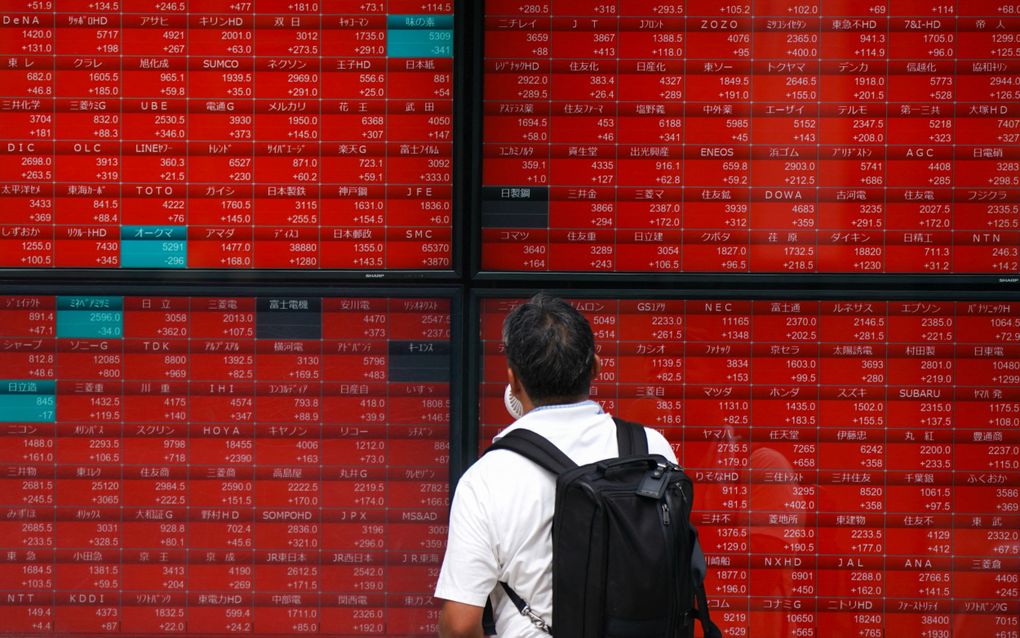 In Japan beleefde de Nikkei begin deze week de grootste daling in één dag sinds 1987. beeld AFP, Kazuhiro Nogi