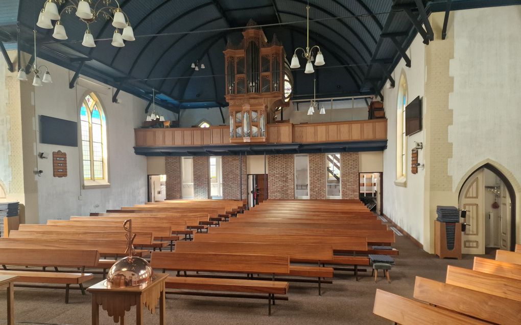 Interrieur van de NGK-kerk de Wijngaard in Uithuizermeeden. beeld Mense Ruiter Orgelmakers