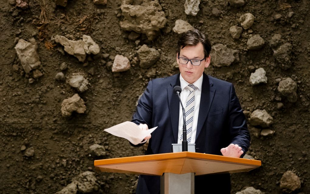 Pieter Grinwis (ChristenUnie) tijdens het wekelijkse vragenuur in de Tweede Kamer. ANP Sem van der Wal