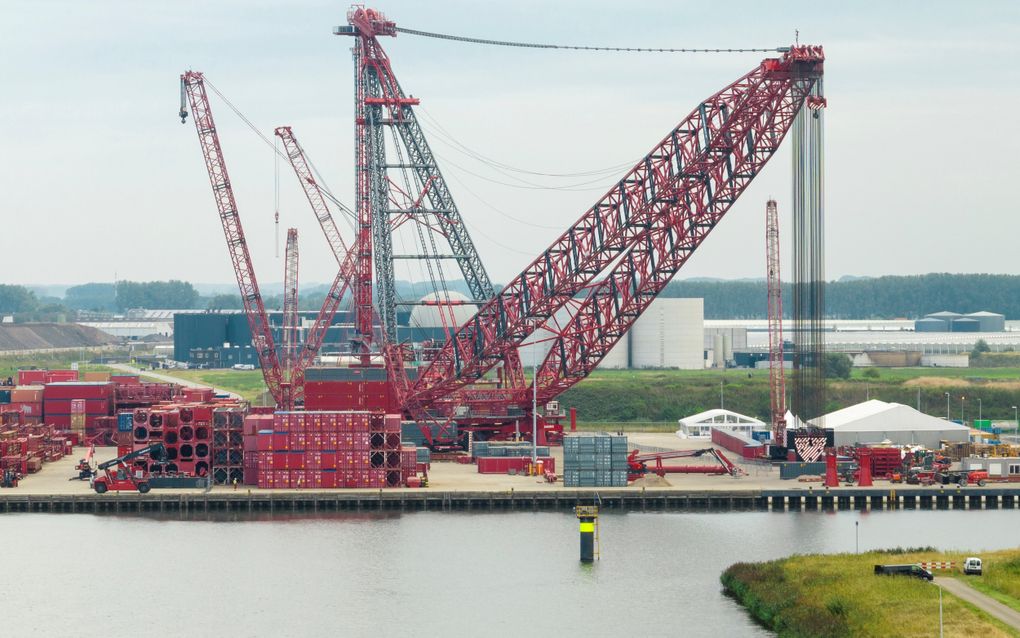 De grootste kraan ter wereld staat bij Mammoet in het Zeeuws-Vlaamse Westdorpe. beeld Frank Peters