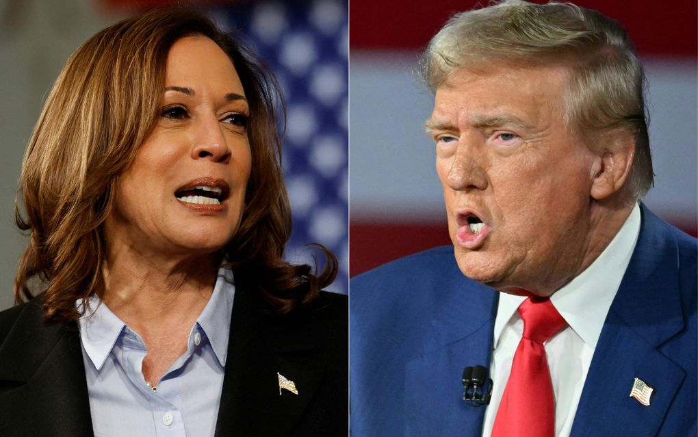 De presidentskandidaten Kamala Harris en Donald Trump gaan vandaag voor het eerst met elkaar in debat. beeld AFP, Jeff Kowalsky en Mandel Ngan