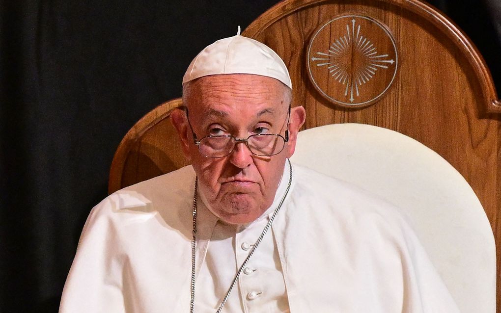 Paus Franciscus, vrijdag tijdens een interreligieuze ontmoeting met jongeren in Singapore. beeld AFP, Tiziana Fabi