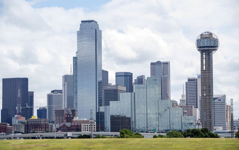 Skyline van Dallas. Dr. Steven J. Lawson is verbonden aan de Trinity Bible Church in deze stad, in de Amerikaanse stad Texas. beeld AFP, Valerie Macon