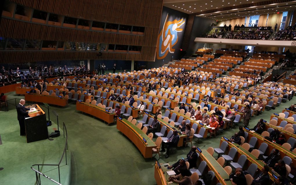 2024-09-27 16:47:11 Israeli Prime Minister Benjamin Netanyahu speaks during the 79th Session of the United Nations General Assembly at the United Nations headquarters in New York City on September 27, 2024. Israeli Prime Minister Benjamin Netanyahu said at the UN Friday that operations against Hezbollah will continue, dampening hopes of a 21-day truce proposed by France and the United States this week.
Bryan R. SMITH / AFP