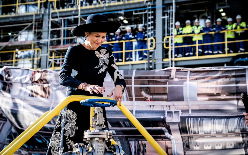 Koningin Máxima opent de nieuwe fabriek van Avantium in Delfzijl.  beeld ANP, Siese Veenstra