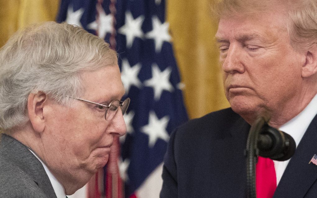 Trump en McConnell tijdens een bijeenkomst in 2019. beeld EPA, Michael Reynolds