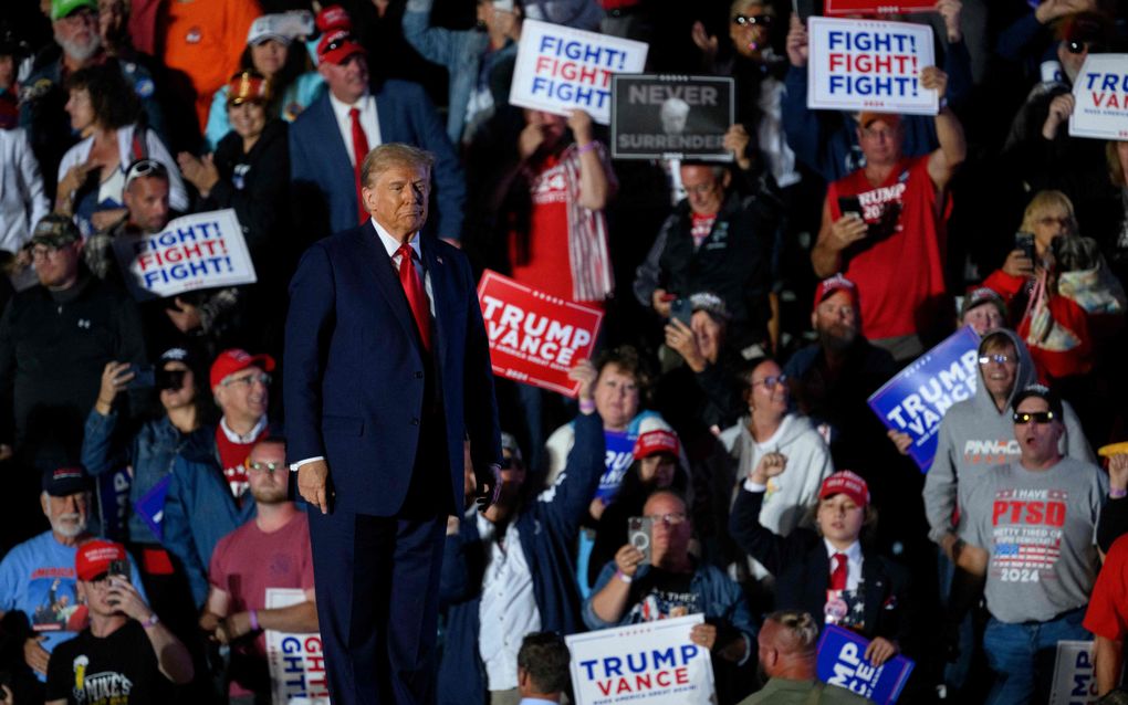 Donald Trump keerde begin oktober terug naar Butler, de plaats waar hij eerder dit jaar getroffen werd door een kogel. beeld AFP, Jeff Swensen