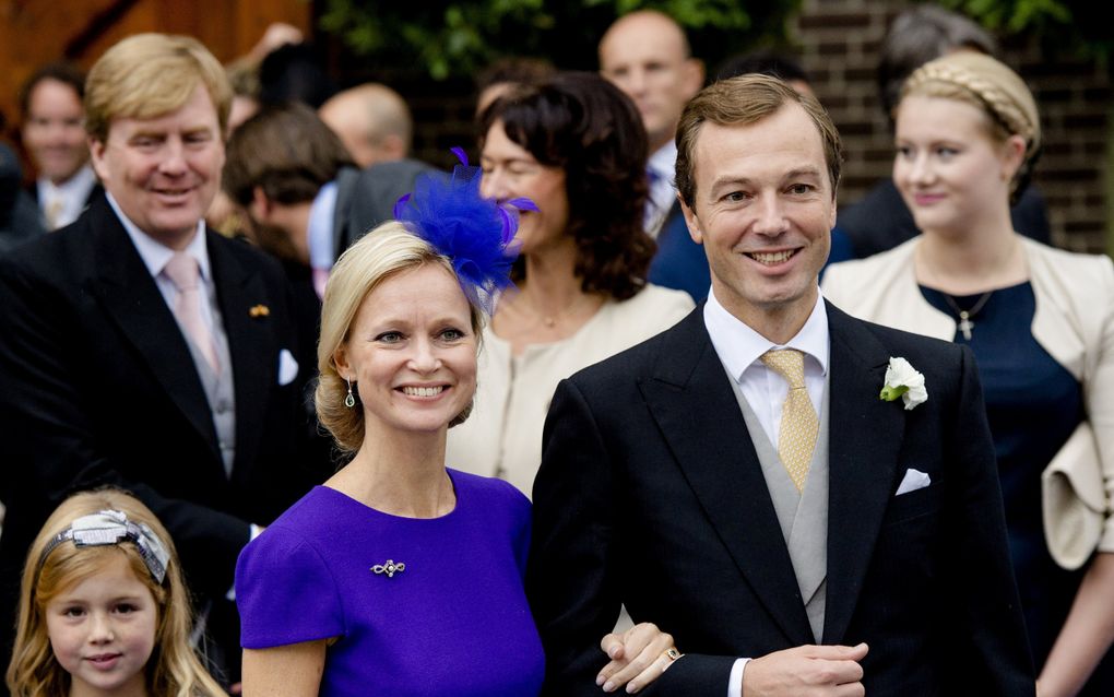 Prinses Maria-Carolina de Bourbon de Parme en haar man Albert Brenninkmeijer in 2013 in Apeldoorn tijdens het huwelijk van haar broer Jaime met Viktoria Cservenyak. beeld ANP, Robin van Lonkhuijsen