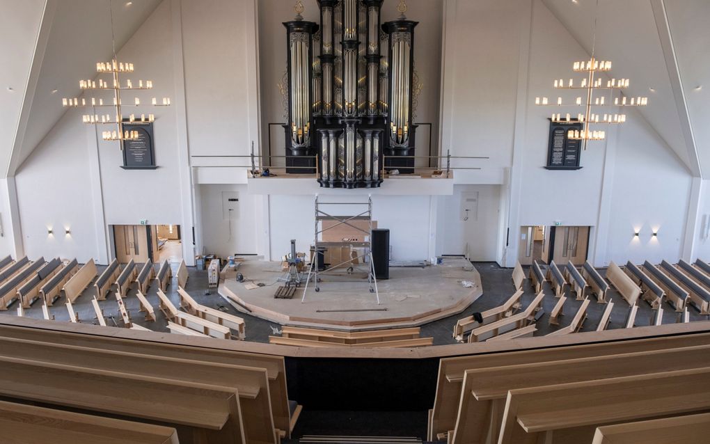 Het orgel van de gereformeerde gemeente van Yerseke tijdens de opbouw. beeld Dirk-Jan Gjeltema