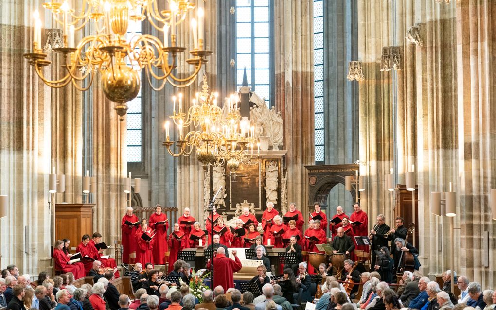 Een zaterdagmiddagconcert in de Utrechtse Domkerk met de Domcantorij, solisten en het barokorkest van de Domcantorij. beeld Sandra Haverman.