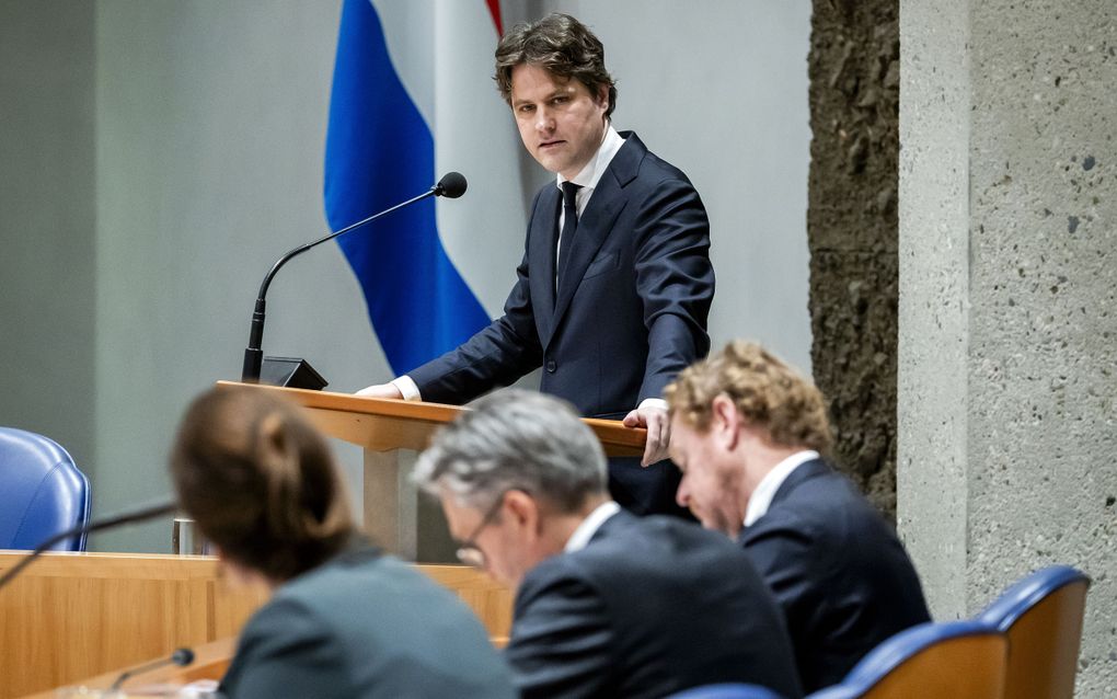 CDA-leider Henri Bontenbal tijdens het debat in de Tweede Kamer over het recente geweld in Amsterdam. beeld ANP, Remko de Waal