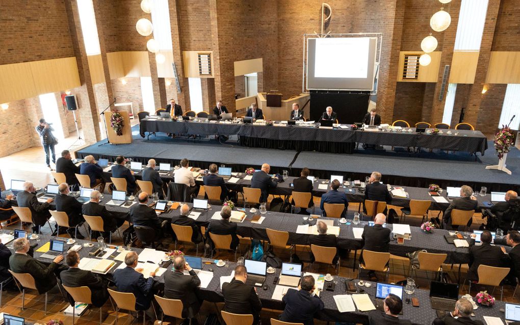 De generale synode van de Christelijke Gereformeerde Kerken vergadert tot vrijdag in de Oenenburgkerk in Nunspeet. beeld RD, Anton Dommerholt