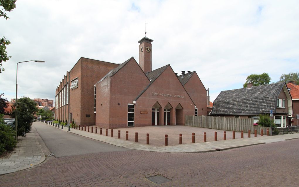 Het kerkgebouw van gereformeerde gemeente in Barneveld-Centrum, waar de Nederlandse Vereniging tot bevordering van de Zondagsrust en Zondagsheiliging zaterdag haar zeventigjarig jubileum herdacht. beeld Jaap Sinke