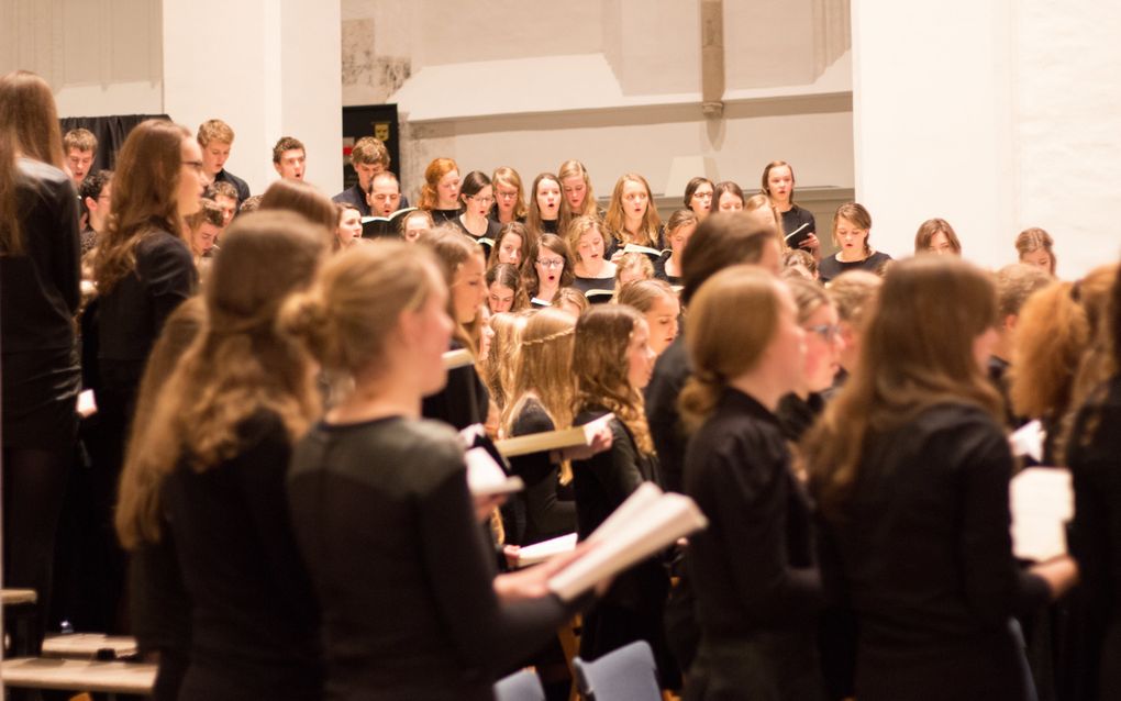 Leerlingen van het Van Lodenstein College in Amersfoort voeren Händels Messiah uit. Beeld Mart Jan van Schothorst