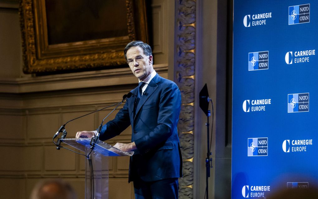 NAVO-topman Mark Rutte in Brussel. beeld ANP, Remko de Waal