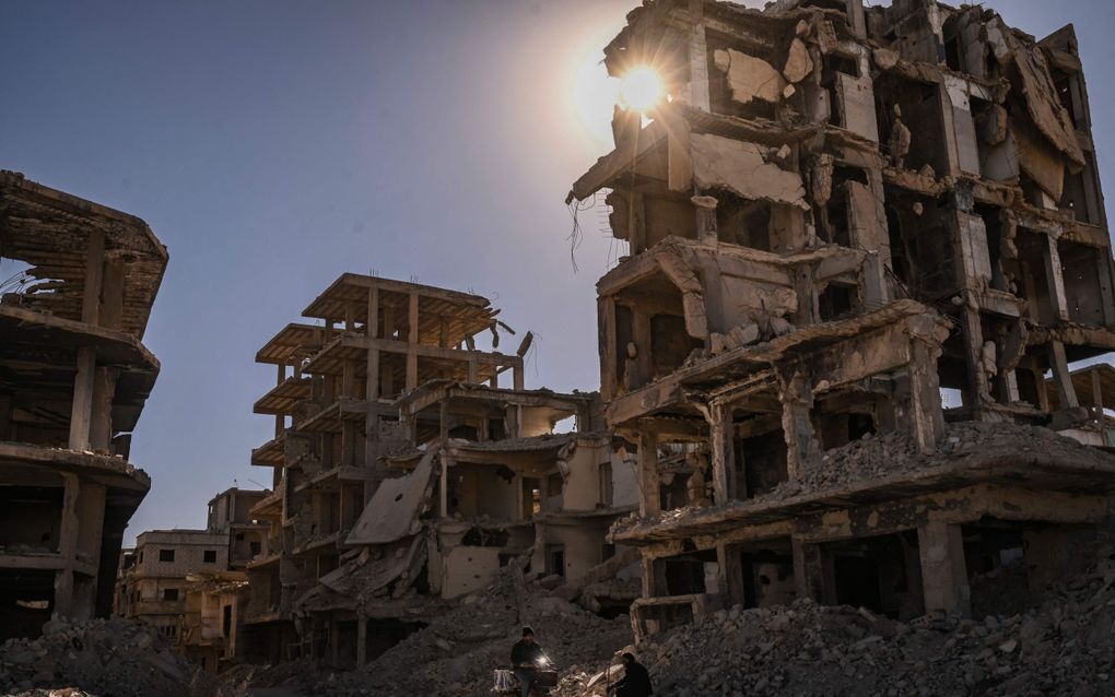 Verwoestingen in het zuiden van Damascus. beeld AFP, Aris MESSINIS