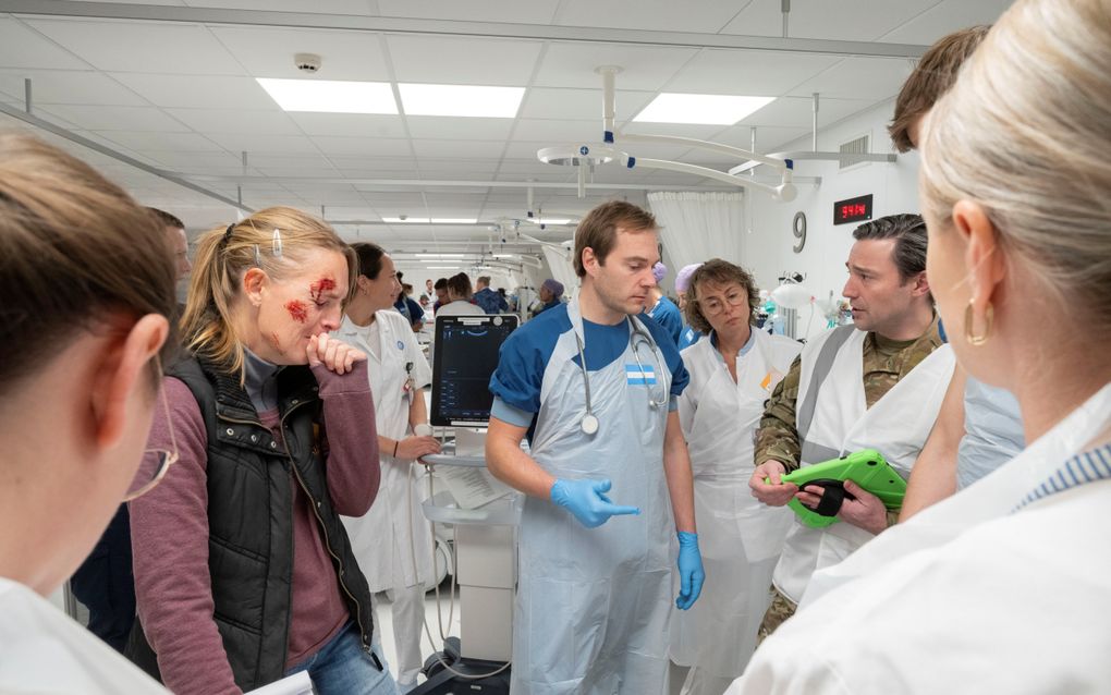 Jaarlijks wordt een grote oefening gehouden door het Calamiteitenhospitaal in Utrecht. beeld UMC Utrecht.