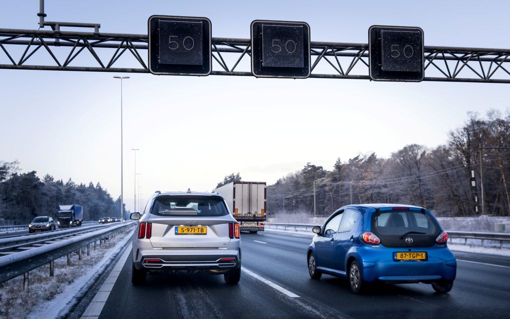 Snelweg bij winters weer. beeld ANP, Sem van der Wal