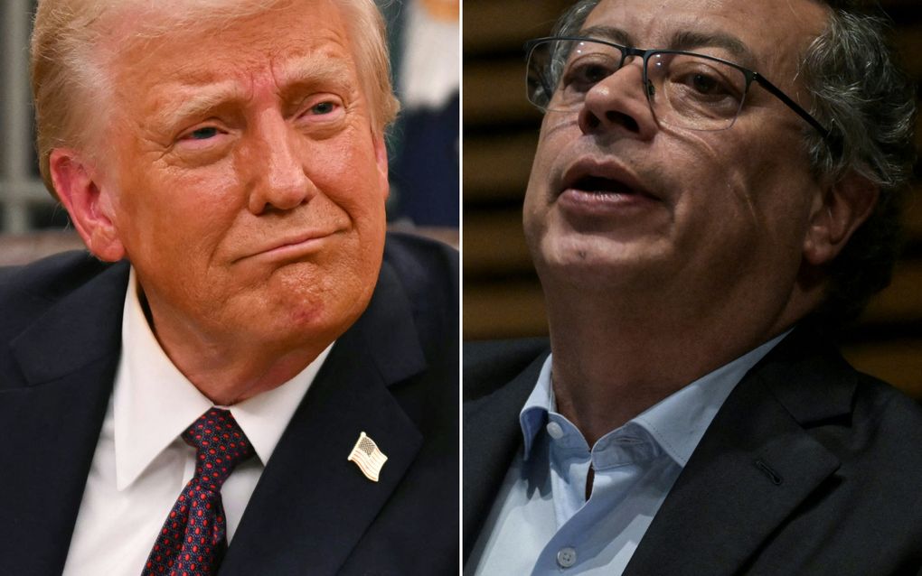 Donald Trump en Gustavo Petro. beeld AFP, Jim Watson & Yuri Cortez 