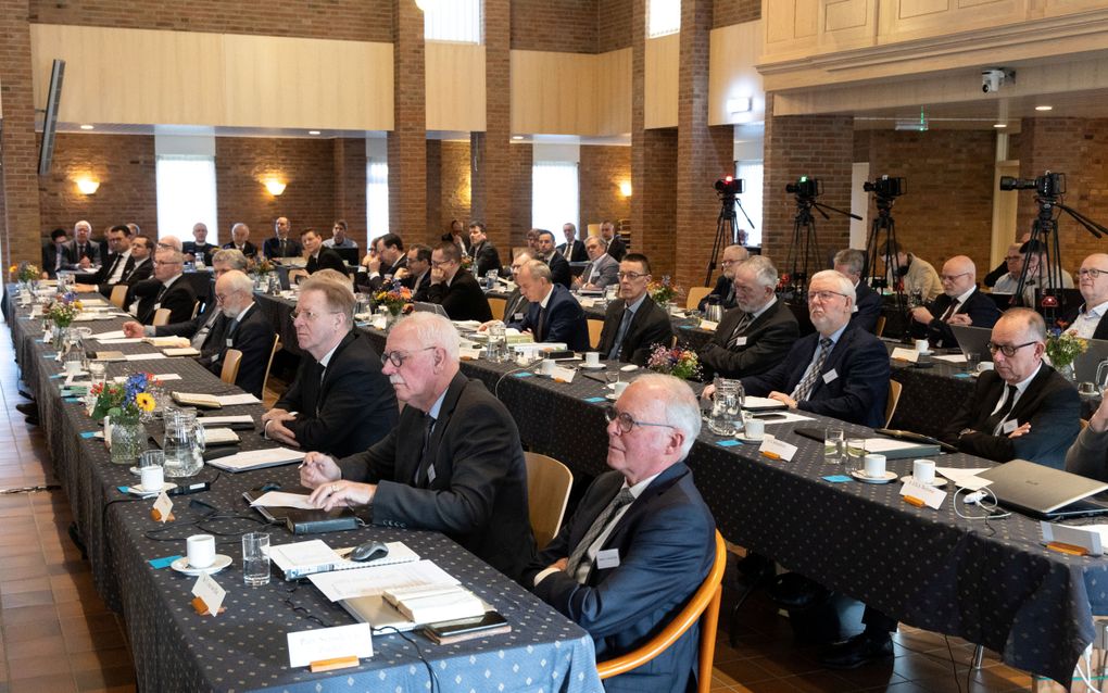 De generale synode van de Christelijke Gereformeerde Kerken vergaderde van dinsdag tot en met vrijdag in de Oenenburgkerk in Nunspeet. beeld RD, Anton Dommerholt