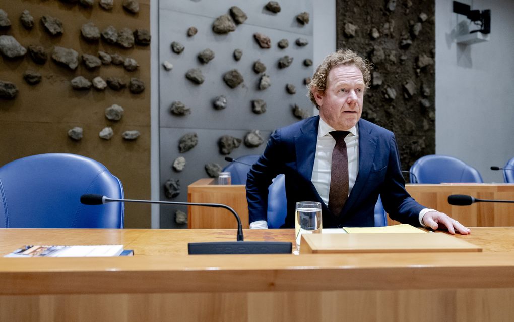 David van Weel, minister van Justitie en Veiligheid, tijdens het wekelijkse vragenuurtje in de Tweede Kamer. ANP Remko de Waal