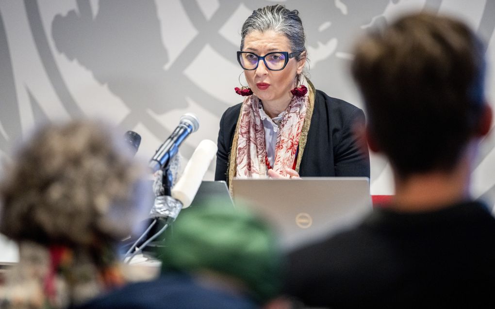 Francesca Albanese, speciaal rapporteur van de Verenigde Naties inzake de mensenrechtensituatie in de Palestijnse Gebieden. beeld EPA, Ida Marie Odgaard