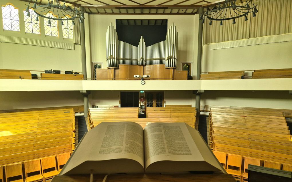 Interieur van de christelijke gereformeerde Renatakerk in Enschede. beeld cgk Enschede