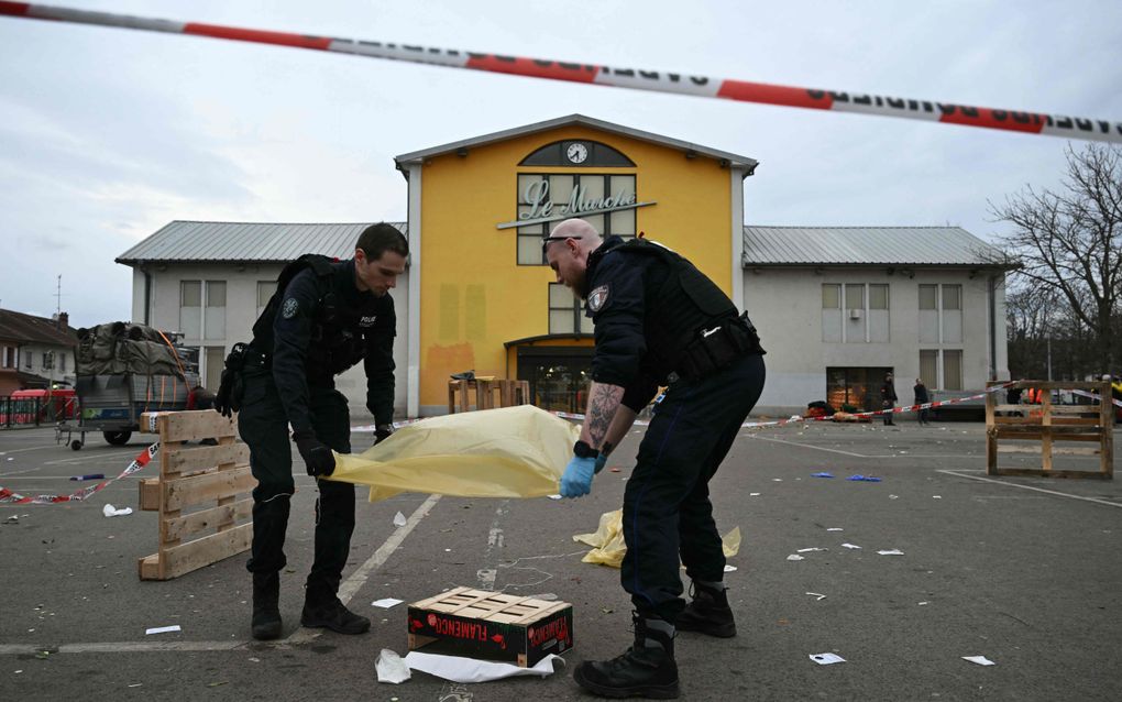 In de Franse stad Mulhouse heeft een man meerdere mensen neergestoken. beeld AFP, Sebastien Bozon