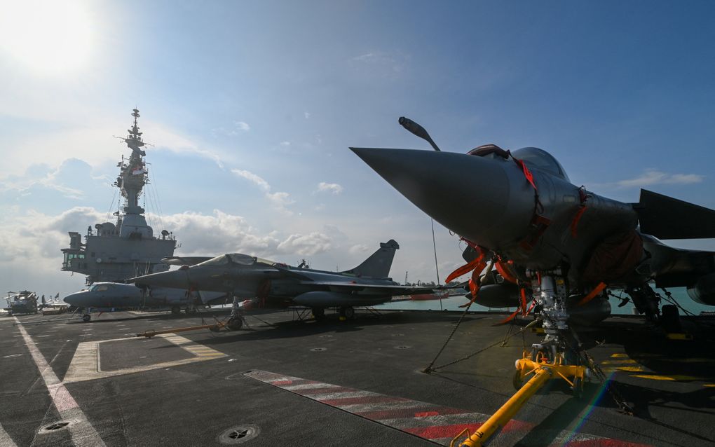 Franse Rafalegevechtsvliegtuigen kunnen met kernwapens worden uitgerust. beeld AFP, Roslan Rahman