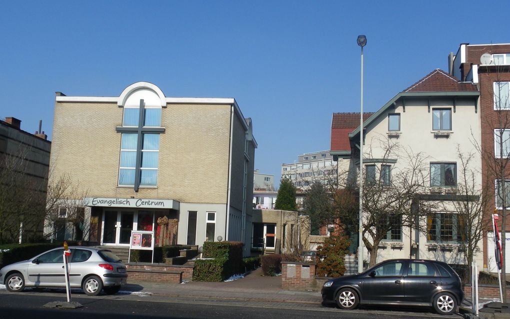 Kerkgebouw van het Evangelisch Centrum aan de Boterlaarbaan in Antwerpen-Deurne. beeld RD