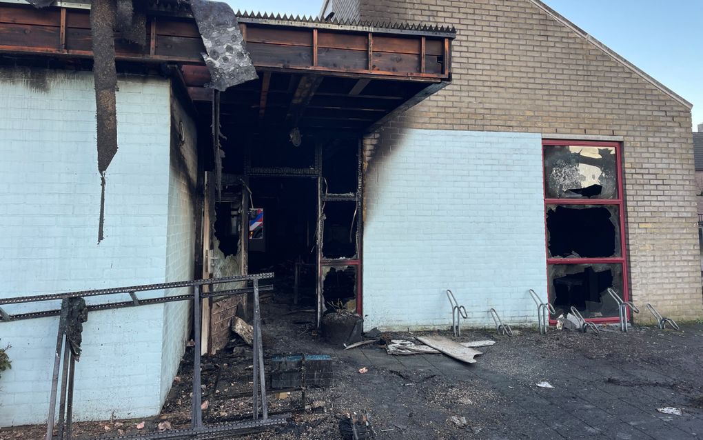 Het interieur van de Kerk van de Nazarener in Breda na de brand. beeld ds. Stephen Overduin