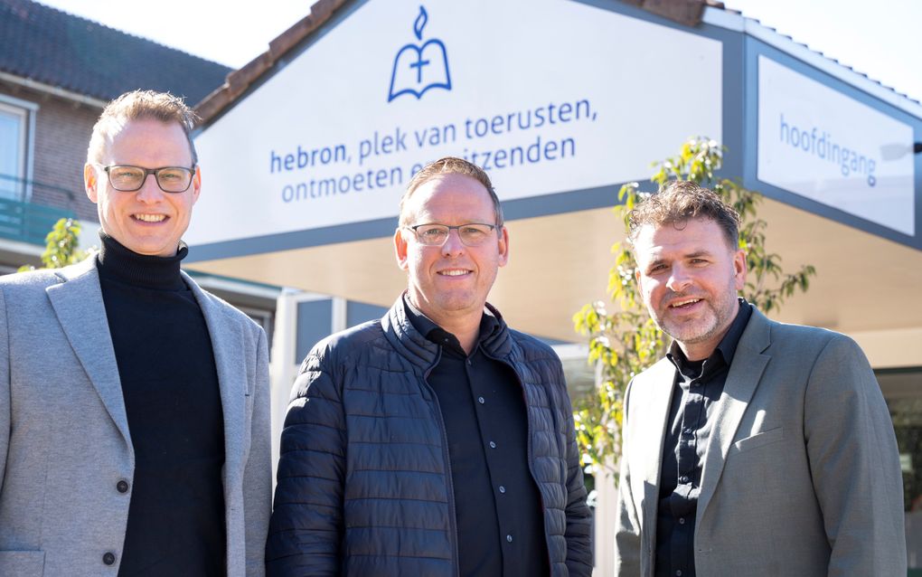 Drie leden van het kernteam van Hebron Missie: v.l.n.r. Job van Beek, Arjan Baan en Leander Janse. beeld Niek Stam