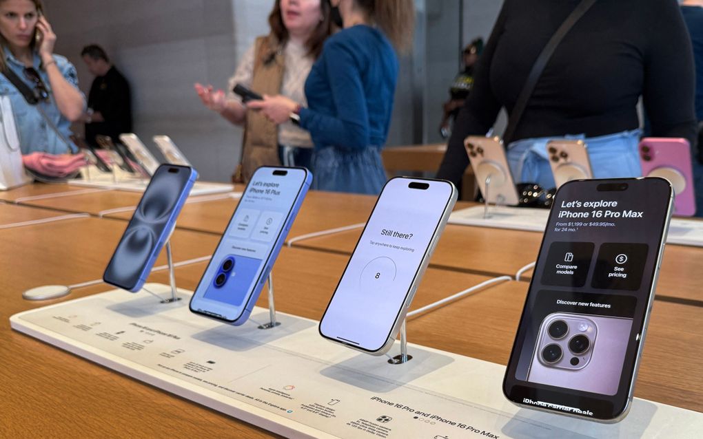 Techbedrijf Apple moet een half miljard euro aan de EU betalen, vanwege het overtreden van Europese wetten. beeld AFP, Scott Olson.