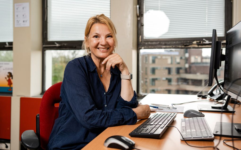 Prof. Eveline Crone op haar werkplek aan de Universiteit Leiden. beeld Hanno de Vries